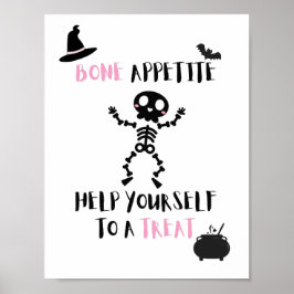 Poster Esqueleto de Halloween Bone Apetite Porch Doce