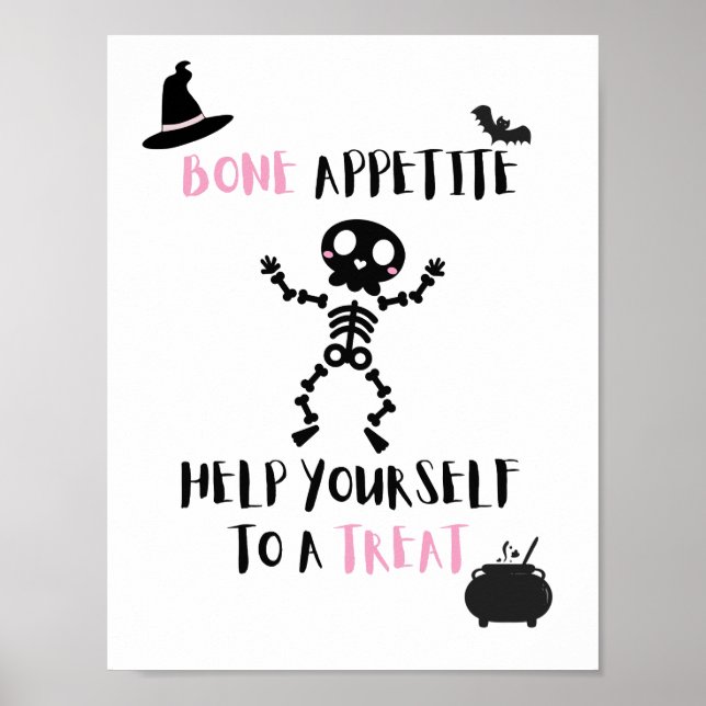 Poster Esqueleto de Halloween Bone Apetite Porch Doce (Frente)