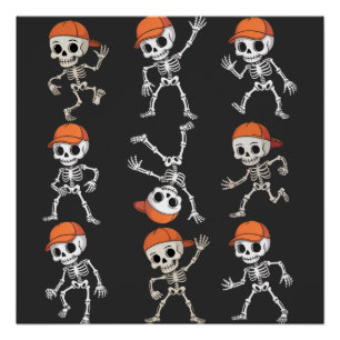 Pôster Esqueleto de Halloween Dançando Crianças