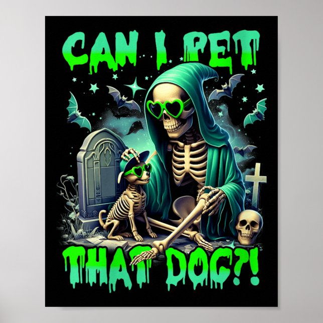 Poster Esqueleto de Halloween de Cão Engraçado para Mulhe (Frente)