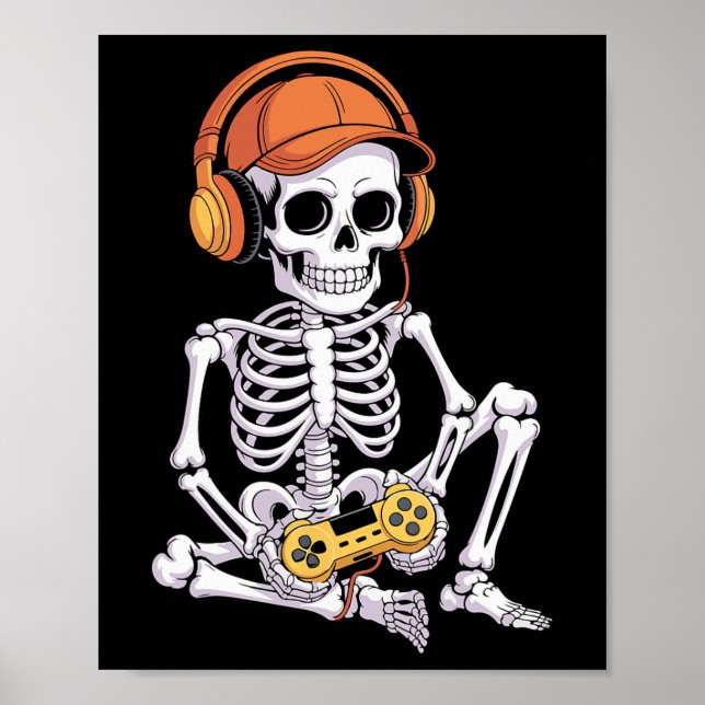Poster Esqueleto de Halloween de Jogos de Vídeo de Jogos  (Frente)