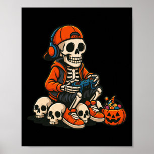 Poster Esqueleto de Halloween Jogador de Vídeo Jogos Fant