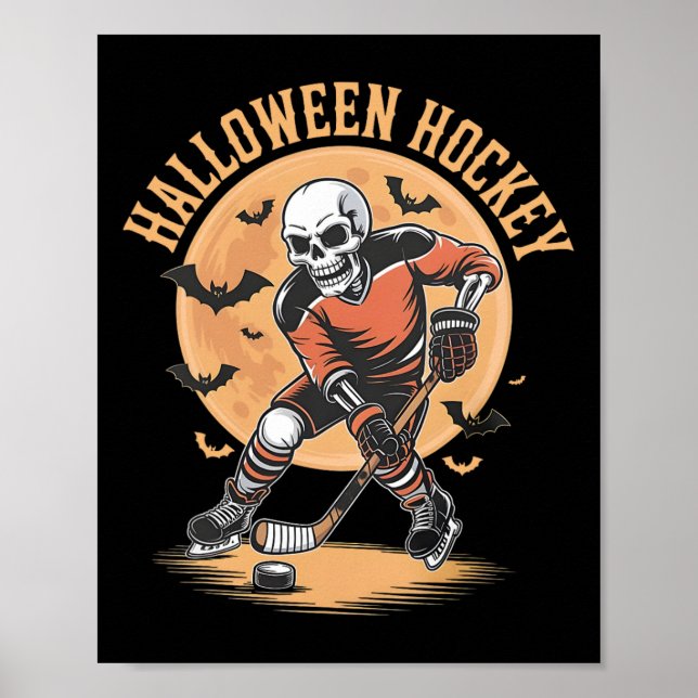 Poster Esqueleto de Halloween Jogando Hóquei Esqueleto Vi (Frente)