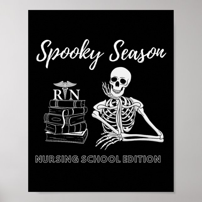 Poster Esqueleto de Halloween para Estudante de Enfermeir (Frente)