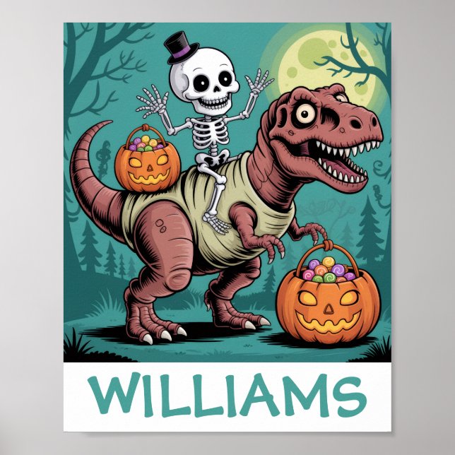 Poster Esqueleto de Halloween Personalizado Andando de Di (Frente)
