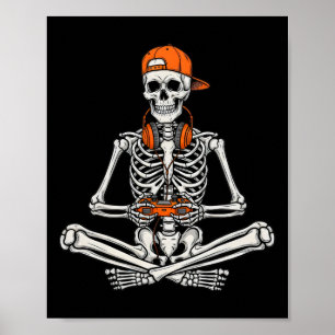 Poster Esqueleto de jogador de Halloween Controle de vide