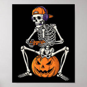 Poster Esqueleto de jogador de Halloween Controle de vide