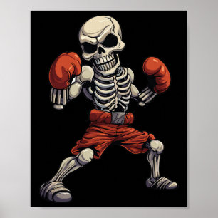 Poster Esqueleto de Kickboxing Kickboxer Engraçado Boxe