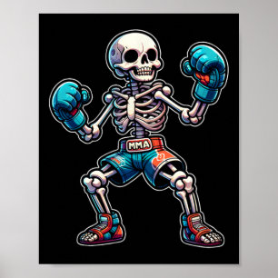Poster Esqueleto de Kickboxing Kickboxer Muay Thai Mma Lu