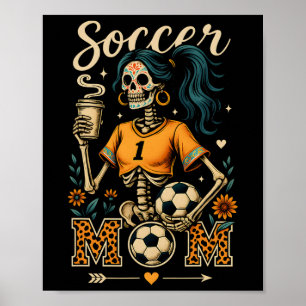 Poster Esqueleto de Mãe de Futebol Café Leopardo Estilo V