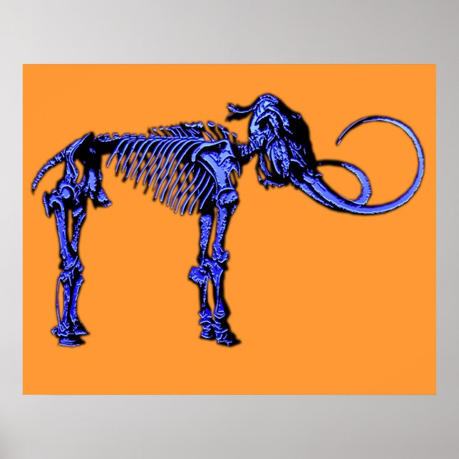 Pôster Esqueleto de Mamute Azul (Frente)