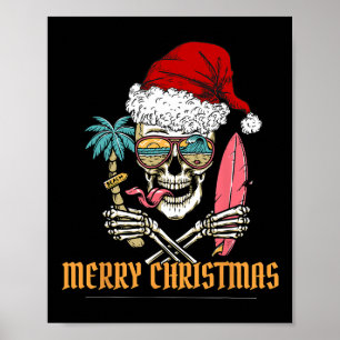 Poster Esqueleto de Natal de Verão -- Sa de Surf de Praia