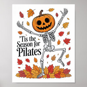 Poster Esqueleto de Pilates Engraçado Abóbora de Ioga Hal
