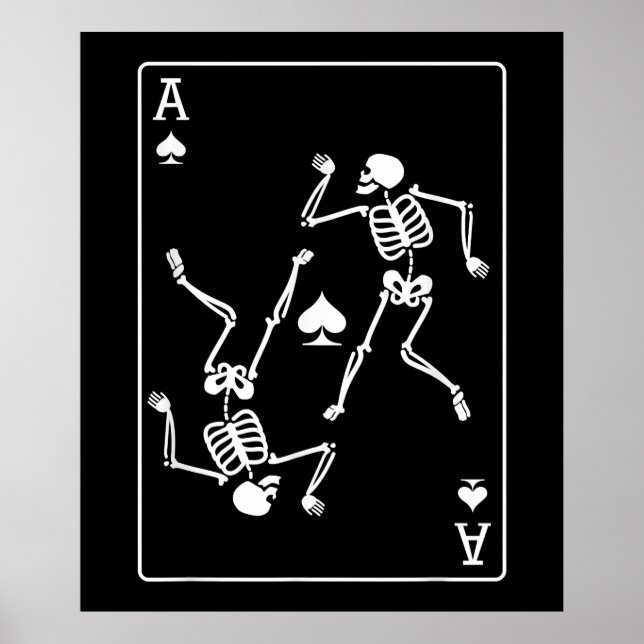 Poster Esqueleto de Placa de Reprodução de Placa Poker Ac (Frente)