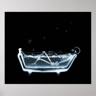 Poster Esqueleto de poster/Impressão X-Ray Bath Black Blu