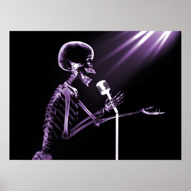 POSTER ESQUELETO DE RAIO X CANTANDO NA MIC RETRO - ROPULA (Frente)