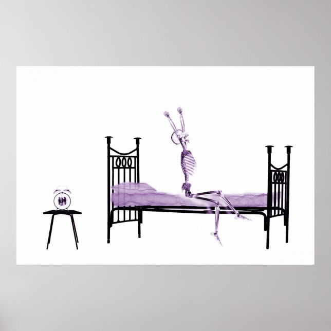 Poster - Esqueleto de Raio-X em tempo-de-cama Roxo (Frente)