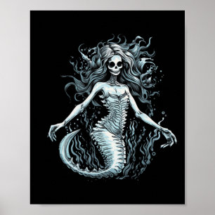 Poster Esqueleto de sereia Sirene Camiseta Caveira Femini