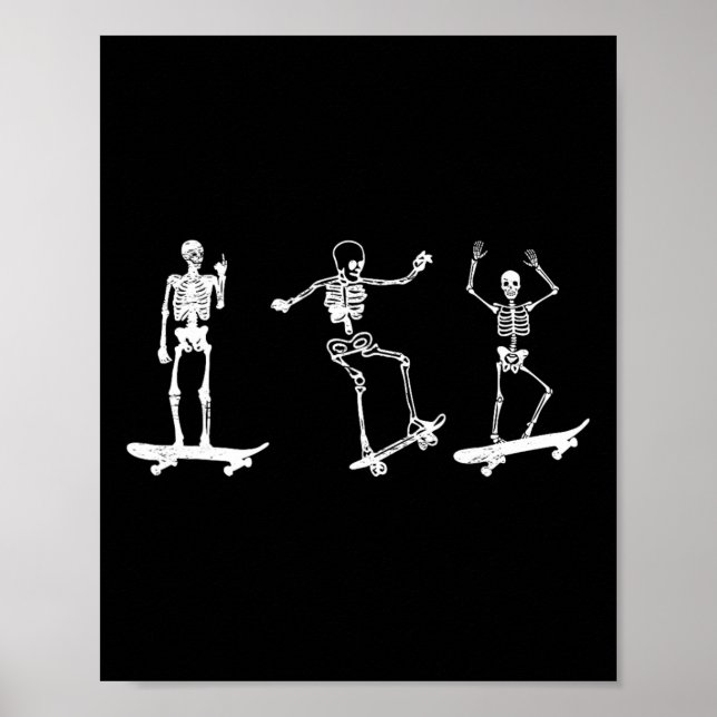 Poster Esqueleto de skate Fã de skate Skate Esquiando Ska (Frente)