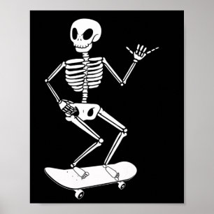Poster Esqueleto de Skateboard de Halloween Skateboard de