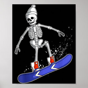 Poster Esqueleto de snowboarding esquiando snowboarder