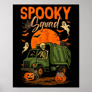 Poster Esqueleto de Spookeen Halloween Dirigindo Lixo Tr