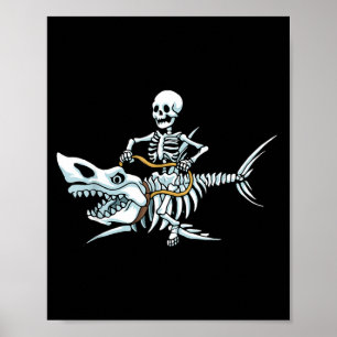 Poster Esqueleto de Tubarão de Halloween Engraçado de Hal