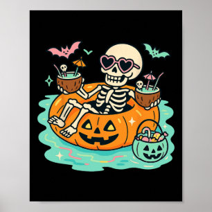 Poster Esqueleto De Verão Na Piscina De Pumpkin Float Cut