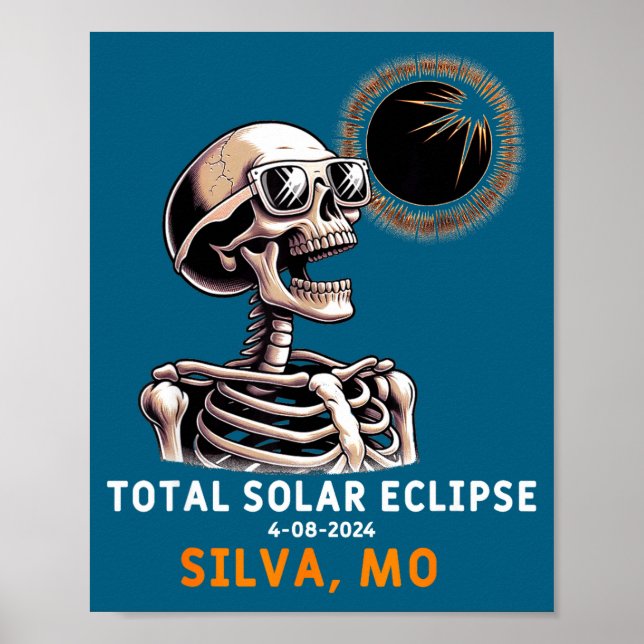 Poster Esqueleto Divertido Eclipse Solar Silva Missouri (Frente)