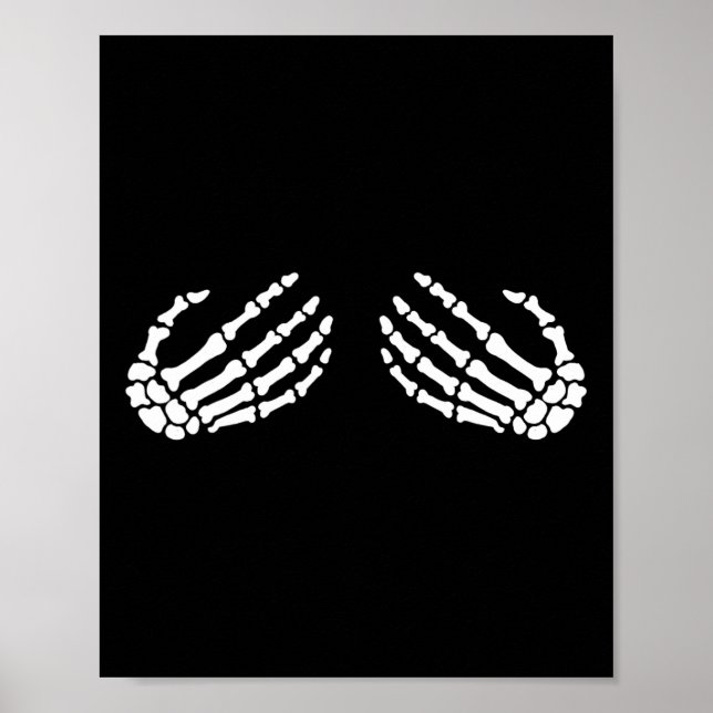 Poster Esqueleto Divertido Mãos Raparigas Halloween Esque (Frente)