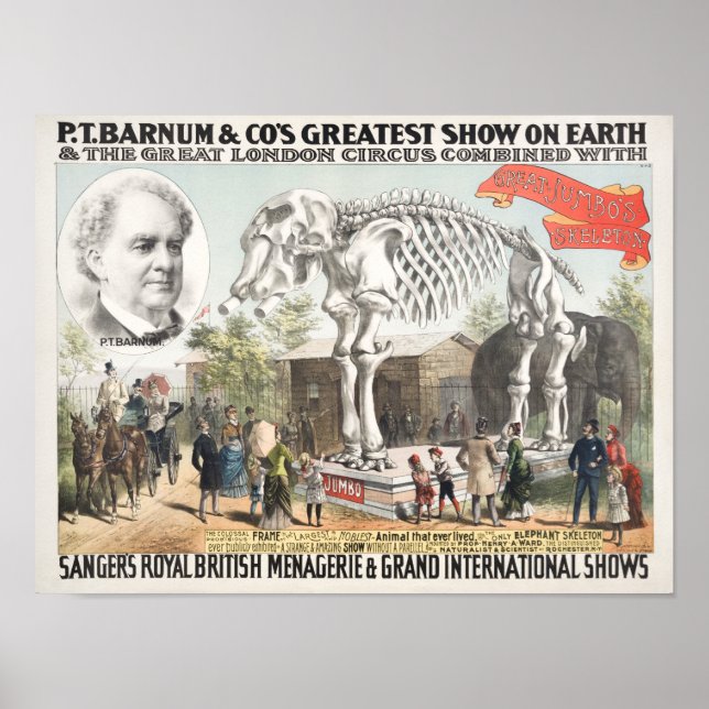 Poster Esqueleto do excelente Jumbo - P.T. Barnum Circus  (Frente)