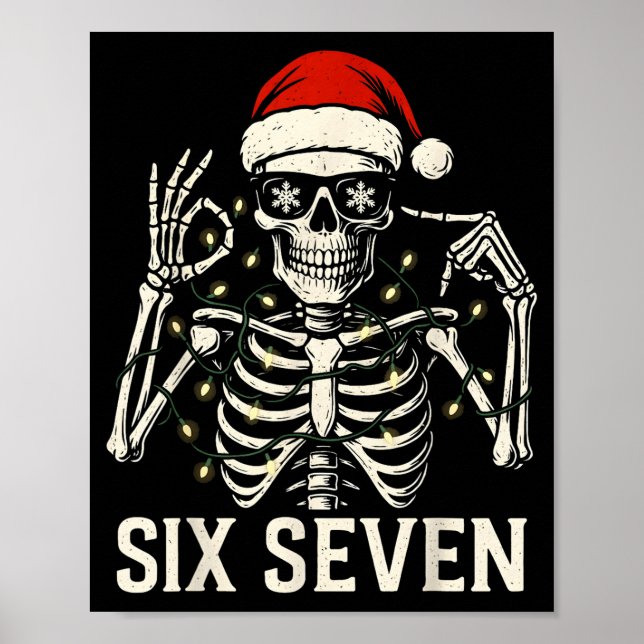 Poster Esqueleto do Meme de Natal 67 Com Chapéu de Papai  (Frente)