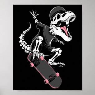 Poster Esqueleto do Skate T-Rex - Vintage Ska de Dinossau