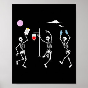 Poster Esqueleto Enfermeira Divertida Esqueleto Halloween