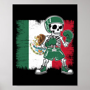 Poster Esqueleto Engraçado da Camisa Boxicada Mexicana