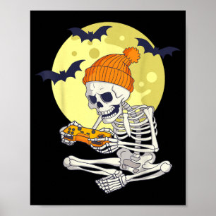 Poster Esqueleto engraçado de Halloween Gamer Video Games