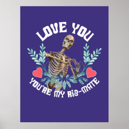 Poster Esqueleto Engraçado do Dia dos Namorados Costela C
