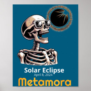 Poster Esqueleto Engraçado Eclipse Solar Metamora Indiana