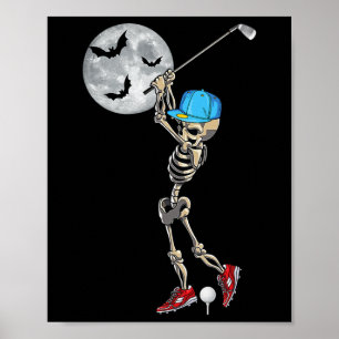 Poster Esqueleto Engraçado Jogando Golfe Golfe Feliz Hall
