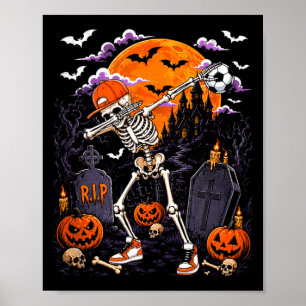 Poster Esqueleto fazendo dabbing fantasia de halloween jo