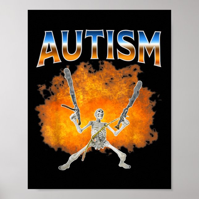 Poster Esqueleto Fogo Meme Divertido Conscientização do A (Frente)