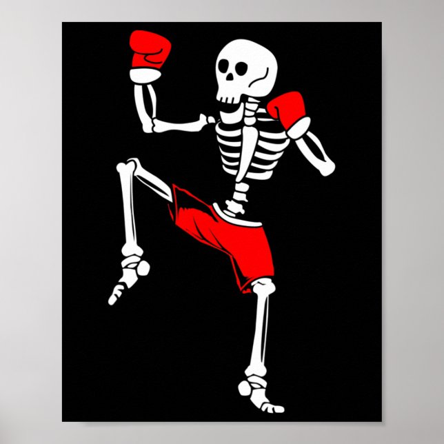 Poster Esqueleto Lutador de Kickboxing Muay Thai  (Frente)