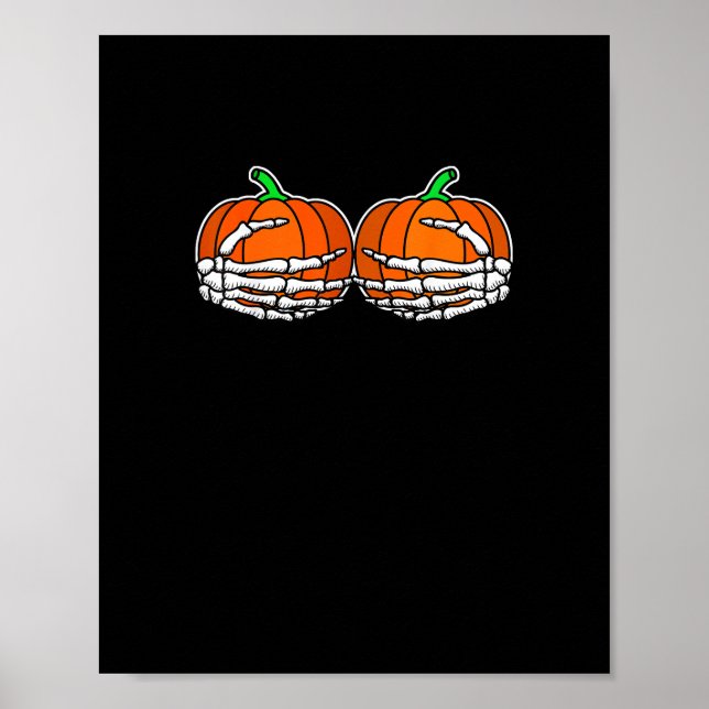 Poster Esqueleto Mão No Peito Das Mulheres De Halloween D (Frente)