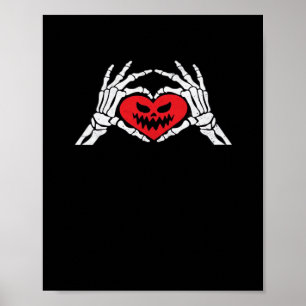Poster Esqueleto Mão Um Halloween Doido De Coração
