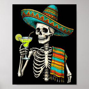 Poster esqueleto mexicano sombrero cinco de mayo mexicano