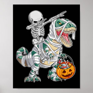 Poster Esqueleto Montando Dançando Dab Dinosaur Trex Dia