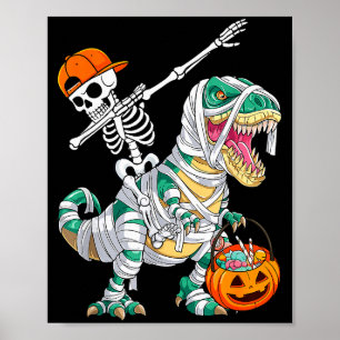 Poster Esqueleto Montando Dançando Dab Dinossauro T Rex H