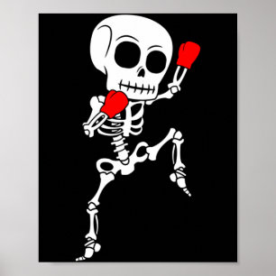 Poster Esqueleto Muay Thai Halloween Kickboxing Mma
