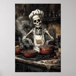 Poster Esqueleto na cozinha impressão, cozinha vitoriana