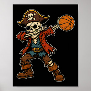 Poster Esqueleto Pirata Dabbing Crânio Halloween Pirata D